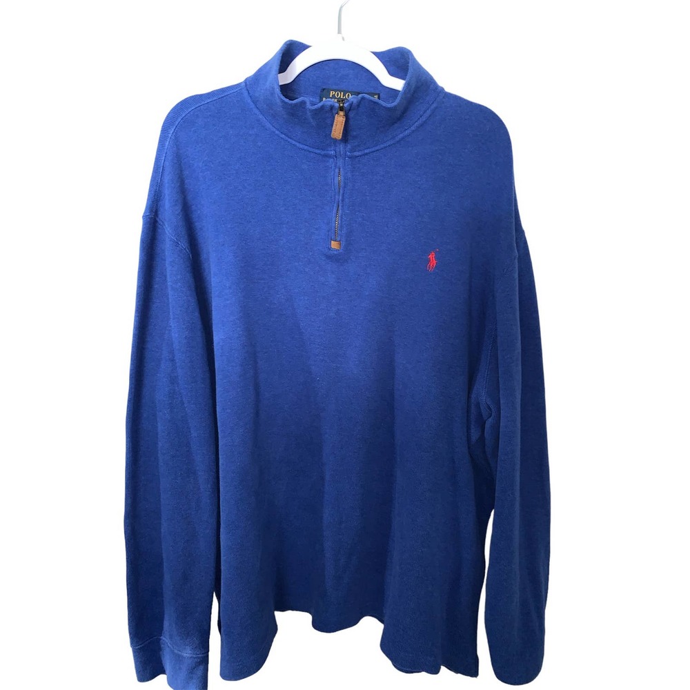 Polo Ralph Lauren - Men's Quarter Zip Sweater - Blue - Size XXL